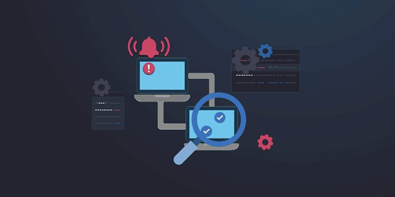 Illustrations of two machines with software on them representing SCCM vs WSUS