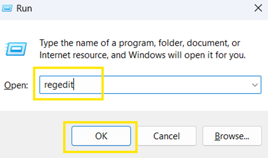 Running registry editor