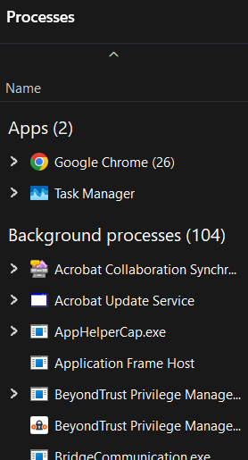 Check the list of processes is enabled and see how categorization changes.