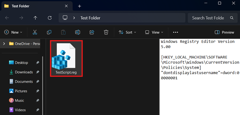 Double-click the .reg file and verify if it reflects your preferred username enumeration change.